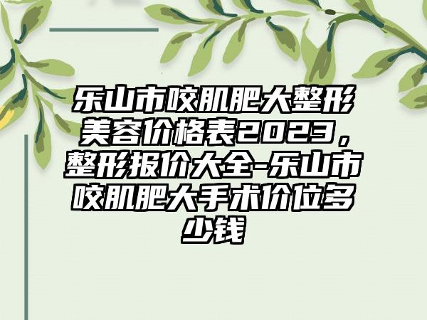 乐山市咬肌肥大整形美容价格表2023，整形报价大全-乐山市咬肌肥大手术价位多少钱