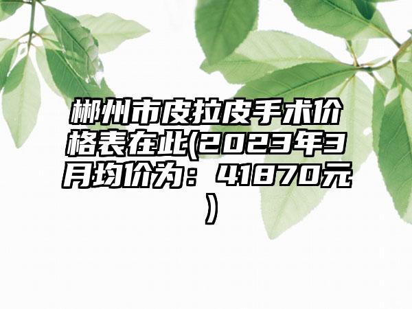 郴州市皮拉皮手术价格表在此(2023年3月均价为：41870元）