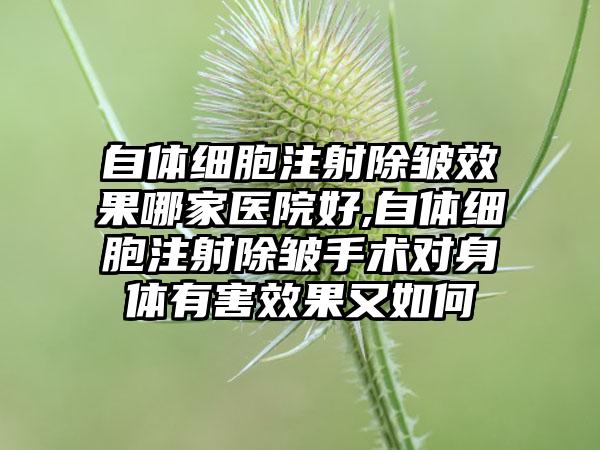 自体细胞注射除皱效果哪家医院好,自体细胞注射除皱手术对身体有害效果又如何