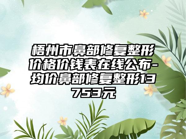 梧州市鼻部修复整形价格价钱表在线公布-均价鼻部修复整形13753元