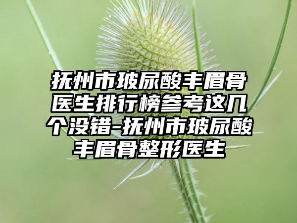 抚州市玻尿酸丰眉骨医生排行榜参考这几个没错-抚州市玻尿酸丰眉骨整形医生