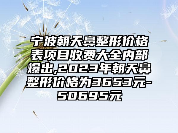 宁波朝天鼻整形价格表项目收费大全内部爆出,2023年朝天鼻整形价格为3653元-50695元