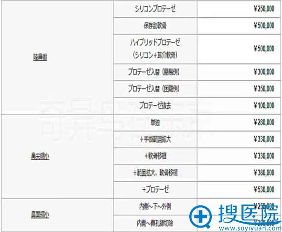 木村知史隆鼻手术价格表