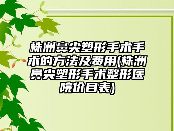 株洲鼻尖塑形手术手术的方法及费用(株洲鼻尖塑形手术整形医院价目表)