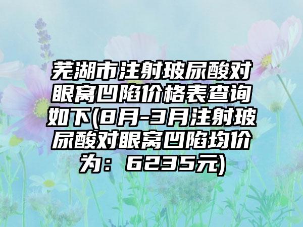 芜湖市注射玻尿酸对眼窝凹陷价格表查询如下(8月-3月注射玻尿酸对眼窝凹陷均价为：6235元)