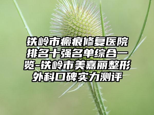 铁岭市瘢痕修复医院排名十强名单综合一览-铁岭市美嘉丽整形外科口碑实力测评