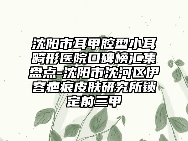 沈阳市耳甲腔型小耳畸形医院口碑榜汇集盘点-沈阳市沈河区伊容疤痕皮肤研究所锁定前三甲