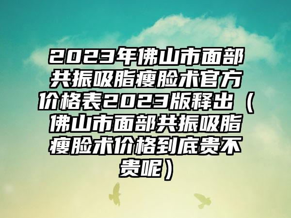 2023年佛山市面部共振吸脂瘦脸术官方价格表2023版释出（佛山市面部共振吸脂瘦脸术价格到底贵不贵呢）